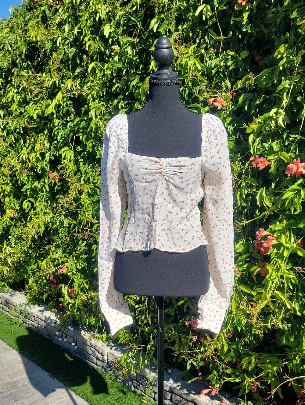 Free People Cherry Print Women's Top SZ XS